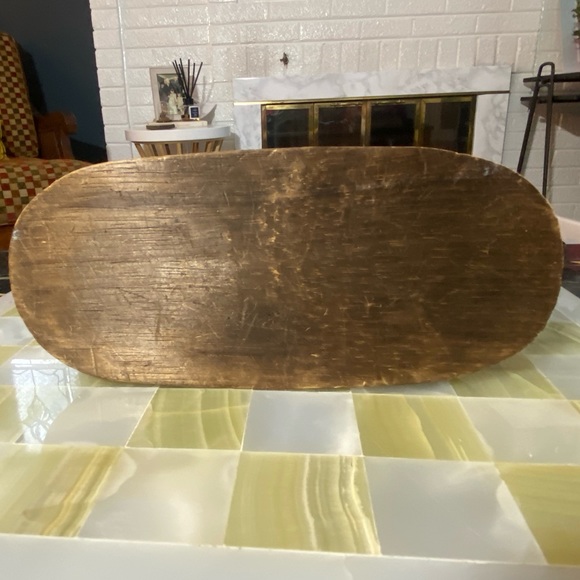 Unique vintage handmade wooden handle green hand purse with carved wooden base. - Picture 6 of 7